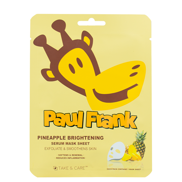 Paul Frank, TAKE & CARE,Paul Frank  Pineapple Brightening Serum Mask Sheet,แผ่นมาส์ก,พอล แฟรงก์ มาส์กหน้า,paul frank beauty,เทค แอนด์ แคร์